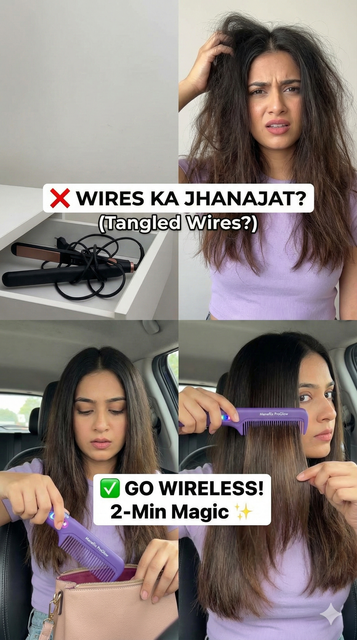 Meneflix ProGlow Mini Hair Straightener Hot Comb